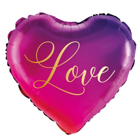Balon foliowy fioletowo-różowy Serce "Love", 46cm PartyPal Balon foliowy fioletowo-różowy Serce "Love", 46cm PartyPal