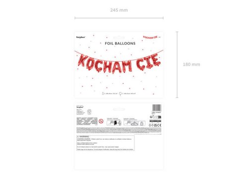 Balon foliowy napis Kocham Cię, 285x40 cm, czerwony Partydeco Balon foliowy napis Kocham Cię, 285x40 cm, czerwony Partydeco