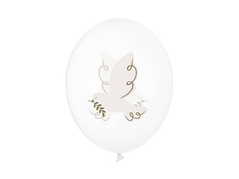 Balony Gołąb, Crystal Clear, 30cm 6szt. Partydeco Balony Gołąb, Crystal Clear, 30cm 6szt. Partydeco