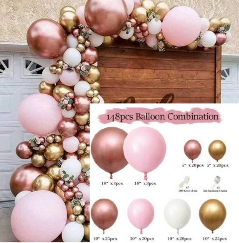 Girlanda balonowa, zestaw różowo - złoty Jixstar Girlanda balonowa, zestaw różowo - złoty Jixstar