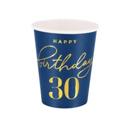 Kubeczki Happy Birthday 30, granatowy 220ml 6szt. PartyPal