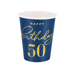 Kubeczki Happy Birthday 50, granatowy 220ml 6szt. PartyPal