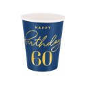 Kubeczki Happy Birthday 60, granatowy 220ml 6szt. PartyPal