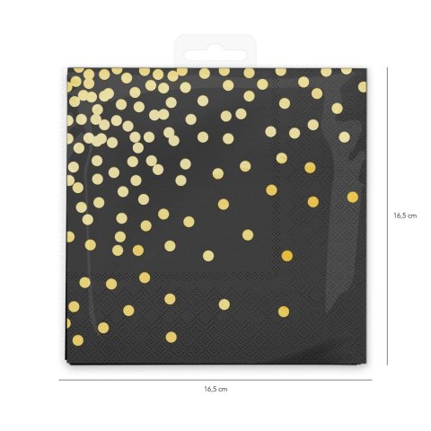 Serwetki Czarne w złote kropki 33x33cm, 10 szt. PartyPal Serwetki Czarne w złote kropki 33x33cm, 10 szt. PartyPal