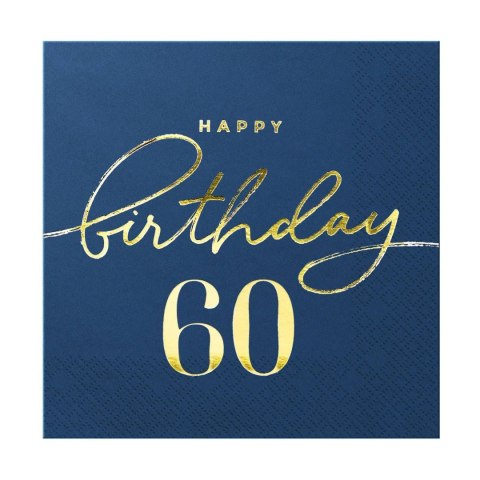 Serwetki Happy Birthday 60 granatowe 10szt. PartyPal Serwetki Happy Birthday 60 granatowe 10szt. PartyPal