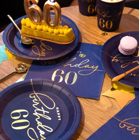 Serwetki Happy Birthday 60 granatowe 10szt. PartyPal Serwetki Happy Birthday 60 granatowe 10szt. PartyPal
