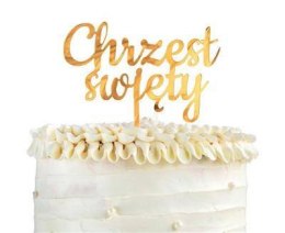 Topper na tort Chrzest Święty złoty akrylowy 11x13 cm Godan