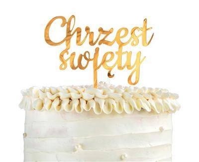 Topper na tort Chrzest Święty złoty akrylowy 11x13 cm Godan Topper na tort Chrzest Święty złoty akrylowy 11x13 cm Godan