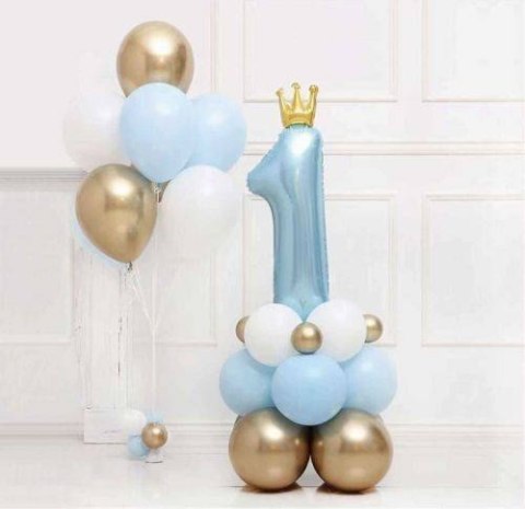 Zestaw balonów roczek niebieski Cyfra 1 + balony lateksowe, 29 el. VivaParty Zestaw balonów roczek niebieski Cyfra 1 + balony lateksowe, 29 el. VivaParty