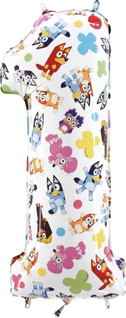 Balon Foliowy Cyfra 1, Bluey, 66 cm Grabo Grabo Balon Foliowy Cyfra 1, Bluey, 66 cm Grabo Grabo