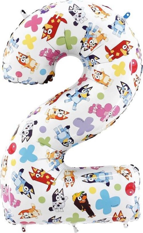 Balon Foliowy Cyfra 2, Bluey, 66 cm Grabo Grabo Balon Foliowy Cyfra 2, Bluey, 66 cm Grabo Grabo