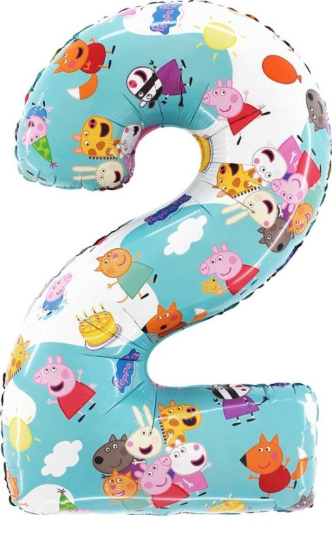 Balon Foliowy Cyfra 2, Świnka Peppa, 66 cm Grabo Grabo Balon Foliowy Cyfra 2, Świnka Peppa, 66 cm Grabo Grabo