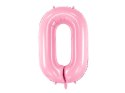 Balon foliowy Cyfra 0, 86cm, różowy Partydeco