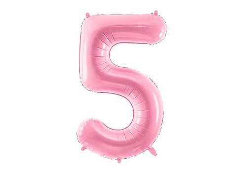 Balon foliowy Cyfra 5, 86cm, różowy Partydeco Balon foliowy Cyfra 5, 86cm, różowy Partydeco