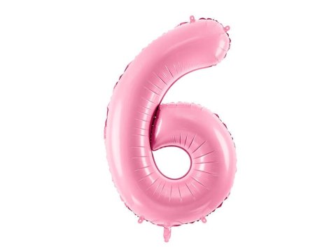 Balon foliowy Cyfra 6, 86cm, różowy Partydeco Balon foliowy Cyfra 6, 86cm, różowy Partydeco