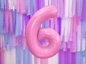 Balon foliowy Cyfra 6, 86cm, różowy Partydeco