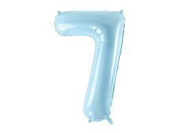 Balon foliowy Cyfra 7, 86cm, jasny niebieski Partydeco