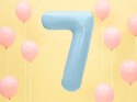 Balon foliowy Cyfra 7, 86cm, jasny niebieski Partydeco