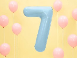 Balon foliowy Cyfra 7, 86cm, jasny niebieski Partydeco