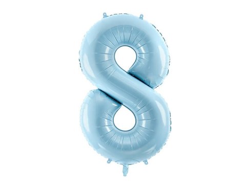 Balon foliowy Cyfra 8, 86cm, jasny niebieski Partydeco Balon foliowy Cyfra 8, 86cm, jasny niebieski Partydeco