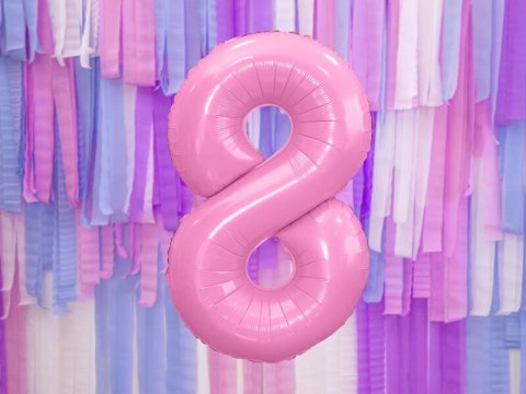 Balon foliowy Cyfra 8, 86cm, różowy Partydeco Balon foliowy Cyfra 8, 86cm, różowy Partydeco