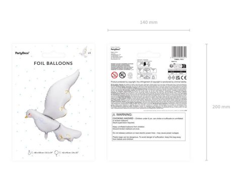 Balon foliowy Gołąb, 80x100 cm Partydeco Balon foliowy Gołąb, 80x100 cm Partydeco