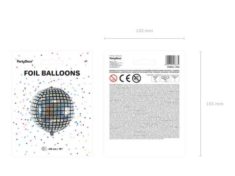 Balon foliowy Kula dyskotekowa, 40cm Partydeco Balon foliowy Kula dyskotekowa, 40cm Partydeco