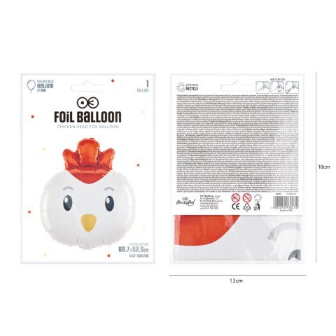 Balon foliowy Kurka, 69x52cm PartyPal Balon foliowy Kurka, 69x52cm PartyPal