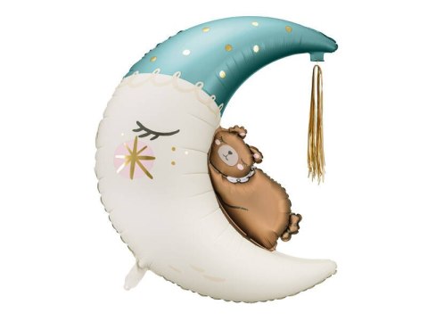 Balon foliowy Miś na księżycu, niebieski, 80x98 cm Partydeco Balon foliowy Miś na księżycu, niebieski, 80x98 cm Partydeco