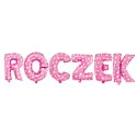 Balon foliowy napis ROCZEK różowy w gwiazdki, 40 cm PartyPal