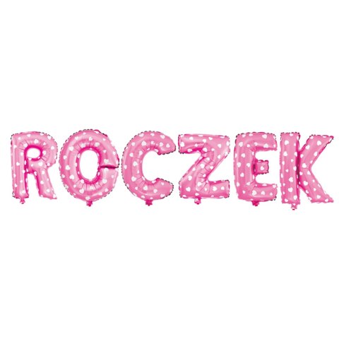 Balon foliowy napis ROCZEK różowy w gwiazdki, 40 cm PartyPal Balon foliowy napis ROCZEK różowy w gwiazdki, 40 cm PartyPal