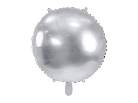 Balon foliowy okrągły Pastylka, srebrny, 45 cm Partydeco Balon foliowy okrągły Pastylka, srebrny, 45 cm Partydeco