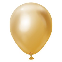Balony lateksowe Mirror Gold, złoty, 13 cm, 100 szt. Kalisan