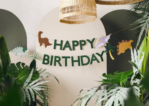 Baner Happy Birthday Dino, 3 m, mix Partydeco Baner Happy Birthday Dino, 3 m, mix Partydeco