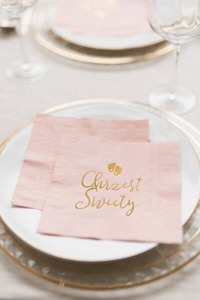 Serwetki Chrzest Święty, różowe, 33x33cm, 12 szt. Partydeco Serwetki Chrzest Święty, różowe, 33x33cm, 12 szt. Partydeco