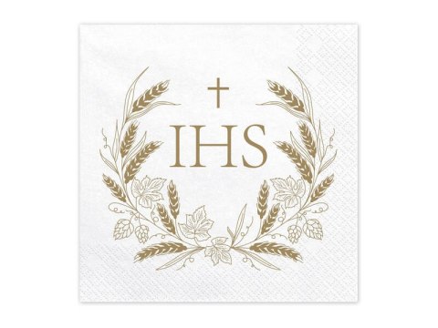 Serwetki IHS, 33x33 cm, złoty Partydeco Serwetki IHS, 33x33 cm, złoty Partydeco