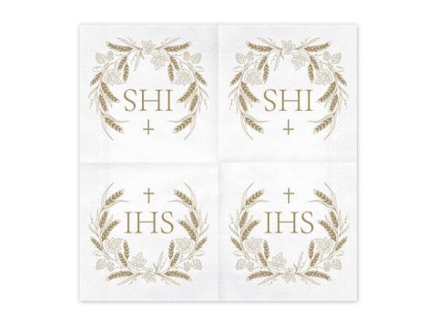 Serwetki IHS, 33x33 cm, złoty Partydeco Serwetki IHS, 33x33 cm, złoty Partydeco