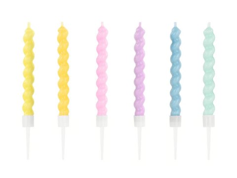 Świeczki urodzinowe zakręcone, 8.5 cm, mix Partydeco Świeczki urodzinowe zakręcone, 8.5 cm, mix Partydeco