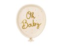Talerzyki Baby Shower, Oh Baby, beżowe, 17,5x22cm ,6 szt. Partydeco