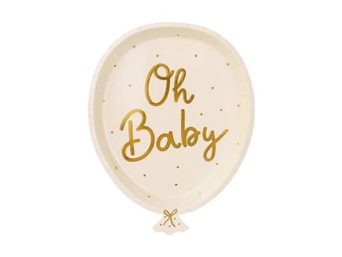 Talerzyki Baby Shower, Oh Baby, beżowe, 17,5x22cm ,6 szt. Partydeco Talerzyki Baby Shower, Oh Baby, beżowe, 17,5x22cm ,6 szt. Partydeco