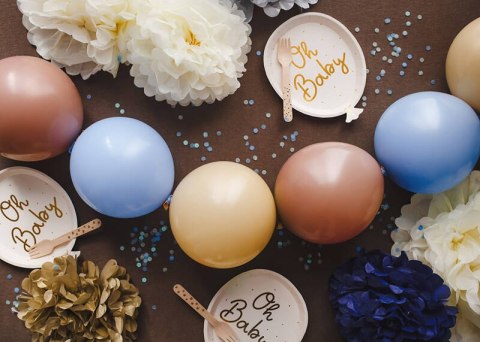 Talerzyki Baby Shower, Oh Baby, beżowe, 17,5x22cm ,6 szt. Partydeco Talerzyki Baby Shower, Oh Baby, beżowe, 17,5x22cm ,6 szt. Partydeco
