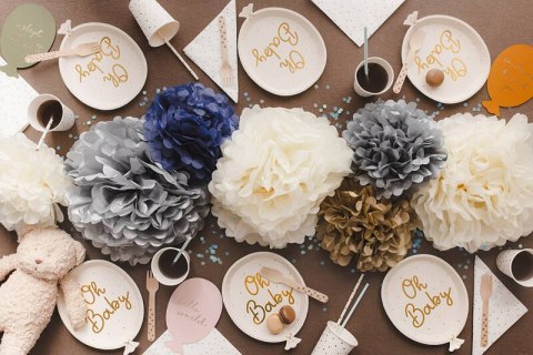 Talerzyki Baby Shower, Oh Baby, beżowe, 17,5x22cm ,6 szt. Partydeco Talerzyki Baby Shower, Oh Baby, beżowe, 17,5x22cm ,6 szt. Partydeco