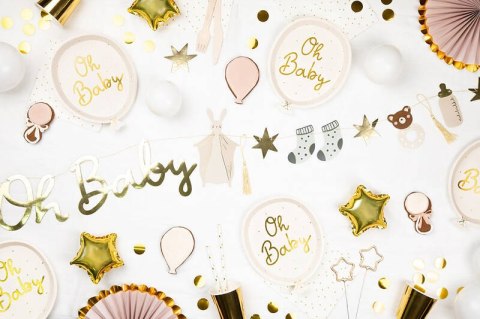 Talerzyki Baby Shower, Oh Baby, beżowe, 17,5x22cm ,6 szt. Partydeco Talerzyki Baby Shower, Oh Baby, beżowe, 17,5x22cm ,6 szt. Partydeco