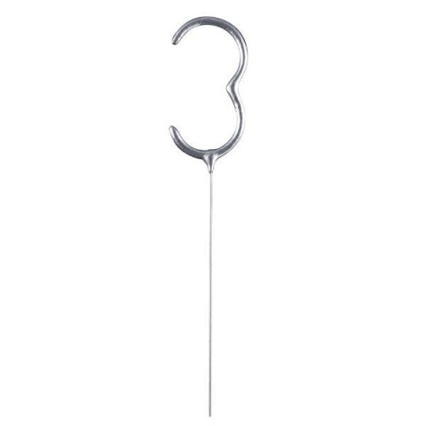Zimne ognie srebrna cyfra 3, 17cm Amscan / Anagram Zimne ognie srebrna cyfra 3, 17cm Amscan / Anagram