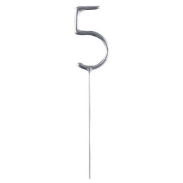 Zimne ognie srebrna cyfra 5, 17cm Amscan / Anagram