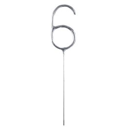 Zimne ognie srebrna cyfra 6, 17cm Amscan / Anagram