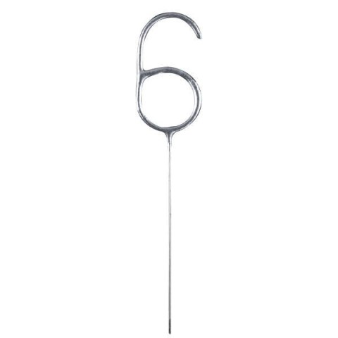 Zimne ognie srebrna cyfra 6, 17cm Amscan / Anagram Zimne ognie srebrna cyfra 6, 17cm Amscan / Anagram
