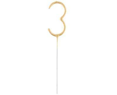 Zimne ognie złota cyfra 3, 17cm Godan Zimne ognie złota cyfra 3, 17cm Godan