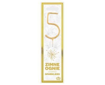 Zimne ognie złota cyfra 5, 17cm Godan Zimne ognie złota cyfra 5, 17cm Godan