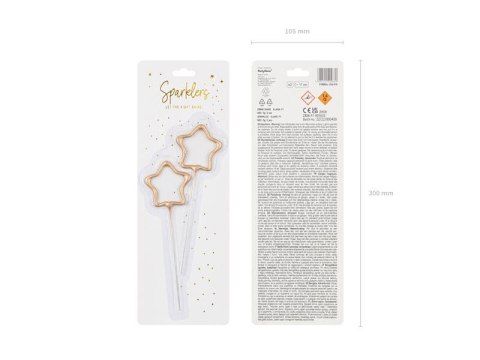 Zimne ognie złote gwiazdki, 16,5 cm, 2 sztuki Partydeco Zimne ognie złote gwiazdki, 16,5 cm, 2 sztuki Partydeco
